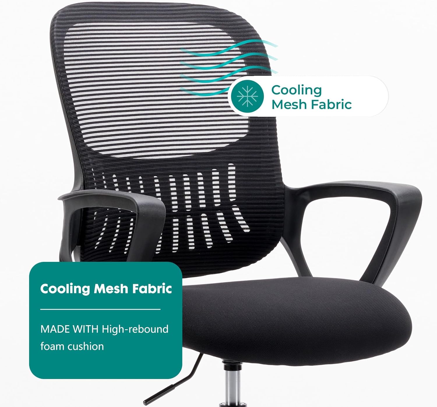 DUMOS Drafting Chair - Counter Height Adjustable Tall Office Desk Chair with Fixed Armrests and Comfortable Lumbar Support for Standing Desk, for Bedroom Livingroom, Black