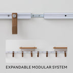 Wall Mounted Coat Rack with Shelf, Modular Entryway Hooks Organizer, Adjustable Aluminum Rail with Wooden Hooks, Expandable Storage for Entryway, Hallway, Mudroom