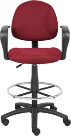 BOSS Office Products Ergonomic Works Drafting Chair with Loop Arms in Burgundy