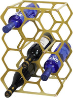 AT-VALY Countertop Wine Rack,Durable and Sturdy Freestanding 14 Bottle Wine Holder for Home Decor, Bar,Cabinet,Pantry (Gold)