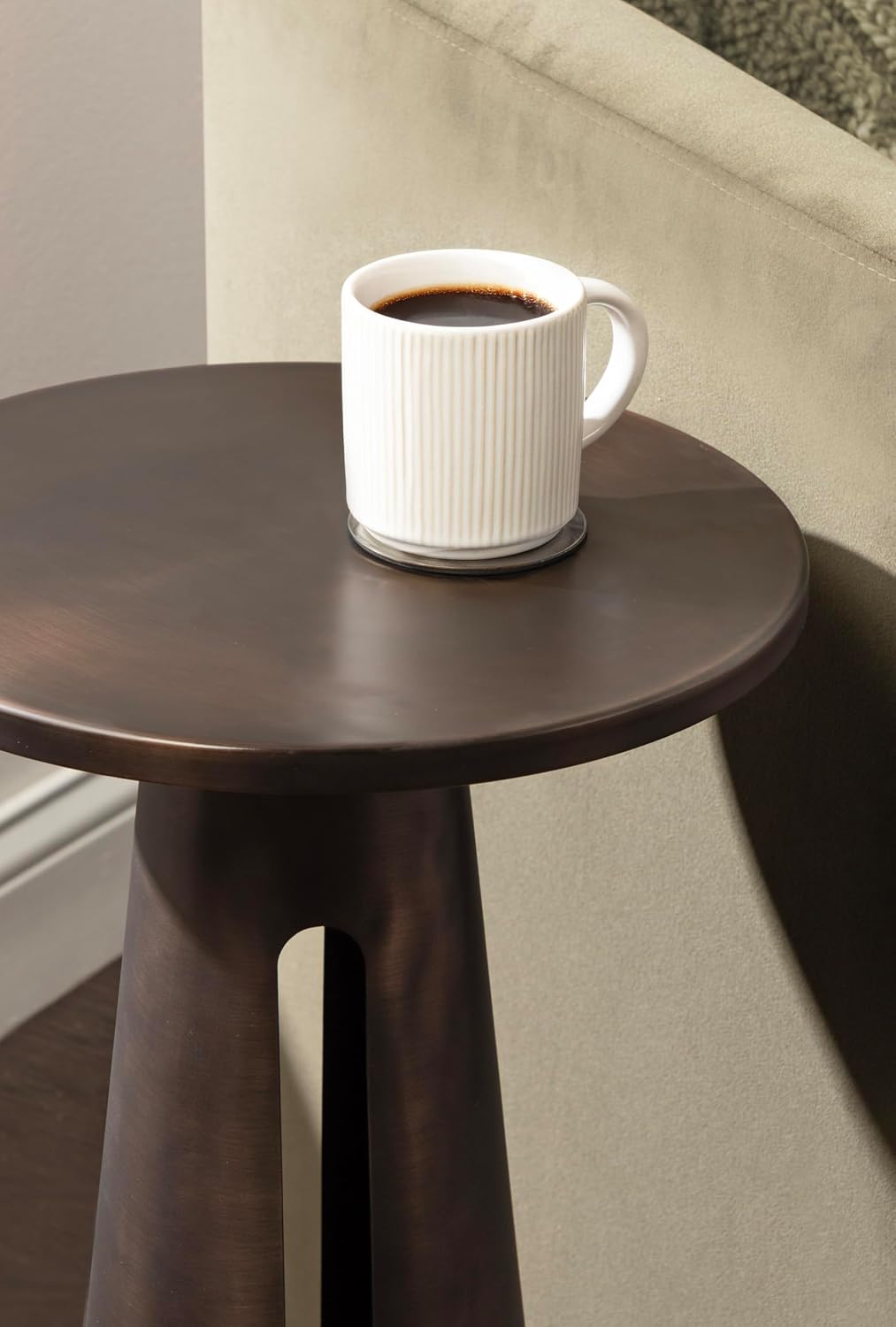 Kate and Laurel Picard Modern Metal Round Side Table, 14 x 14 x 24, Bronze, Sculptural Circle End Table for Use as Unique Bedroom Nightstand or Pedestal Martini Table