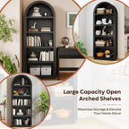 Bestier 76" Tall Arched Bookshelf, 5 Tier Arched Bookcase with Adjustable Book Shelves, Large Arch Wood Bookshelf, Modern Farmhouse Open Display Tall Bookcase for Bedroom, Home Office, Bedroom, Black