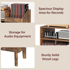 MAHANCRIS Record Player Stand with Vinyl Storage, Large Turntable Stand Cabinet Holds up to 250 Albums, Mid Century Record Storage for Living Room, Bedroom, Rustic Brown MSRB0201