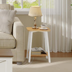 MAHANCRIS Side Table, Small Rectangular End Table with Storage Shelf, 2-Tier Bedside Table Sofa Couch Table, Nightstand for Small Spaces, Living Room, Bedroom, Natural ETBN4701
