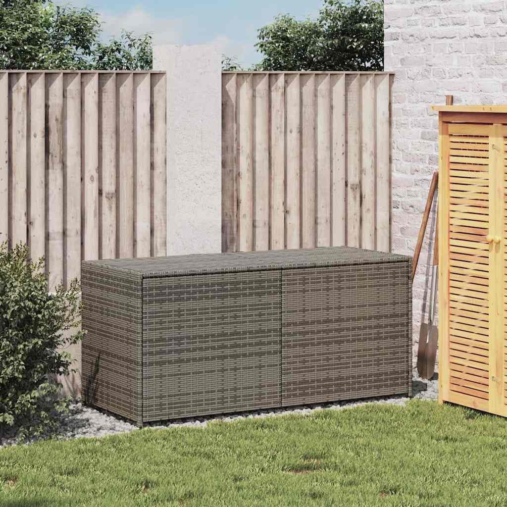 Patio Storage Bench Gray 74.8 Gal Poly Rattan Garden Storage Box with Waterproof Bag and Gas Spring