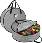 BALEINE Wreath Storage Container, 2 Pack Christmas Wreath Storage Bag with Tear Resistant PE Material and Reinforced Handle for Holiday Xmas (Grey, 30"x8")