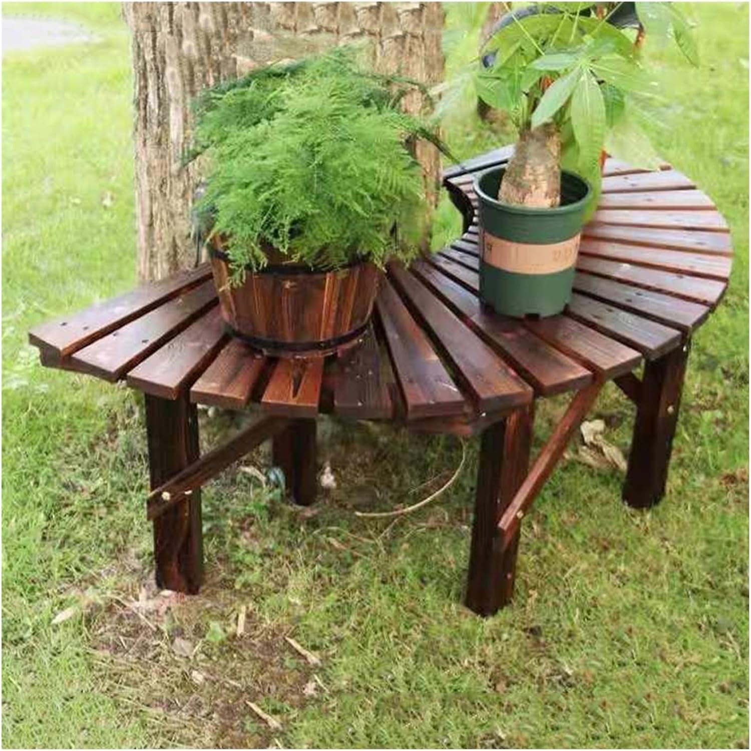 Garden Tree Bench Wrap Around Wooden Benches Seater,for Garden,Lawn,Patio & Backyard Solid Wood Curved