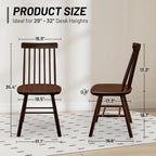 AreShark Brown Dining Chairs Set of 6, Farmhouse Wooden Windsor Dining Room Chairs, Solid Wood Spindle Back Kitchen Chairs
