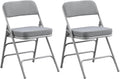 BOOSDEN Padded Folding Chair 2 Pack, Heavy Duty Fold Up Chair with Thick Cushion, Upholstered Fabric Seat, Comfy Foldable Chair, Metal Folding Dining Chair for Indoor Outdoor, Office, Home, Party,Grey