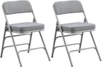 BOOSDEN Padded Folding Chair 2 Pack, Heavy Duty Fold Up Chair with Thick Cushion, Upholstered Fabric Seat, Comfy Foldable Chair, Metal Folding Dining Chair for Indoor Outdoor, Office, Home, Party,Grey