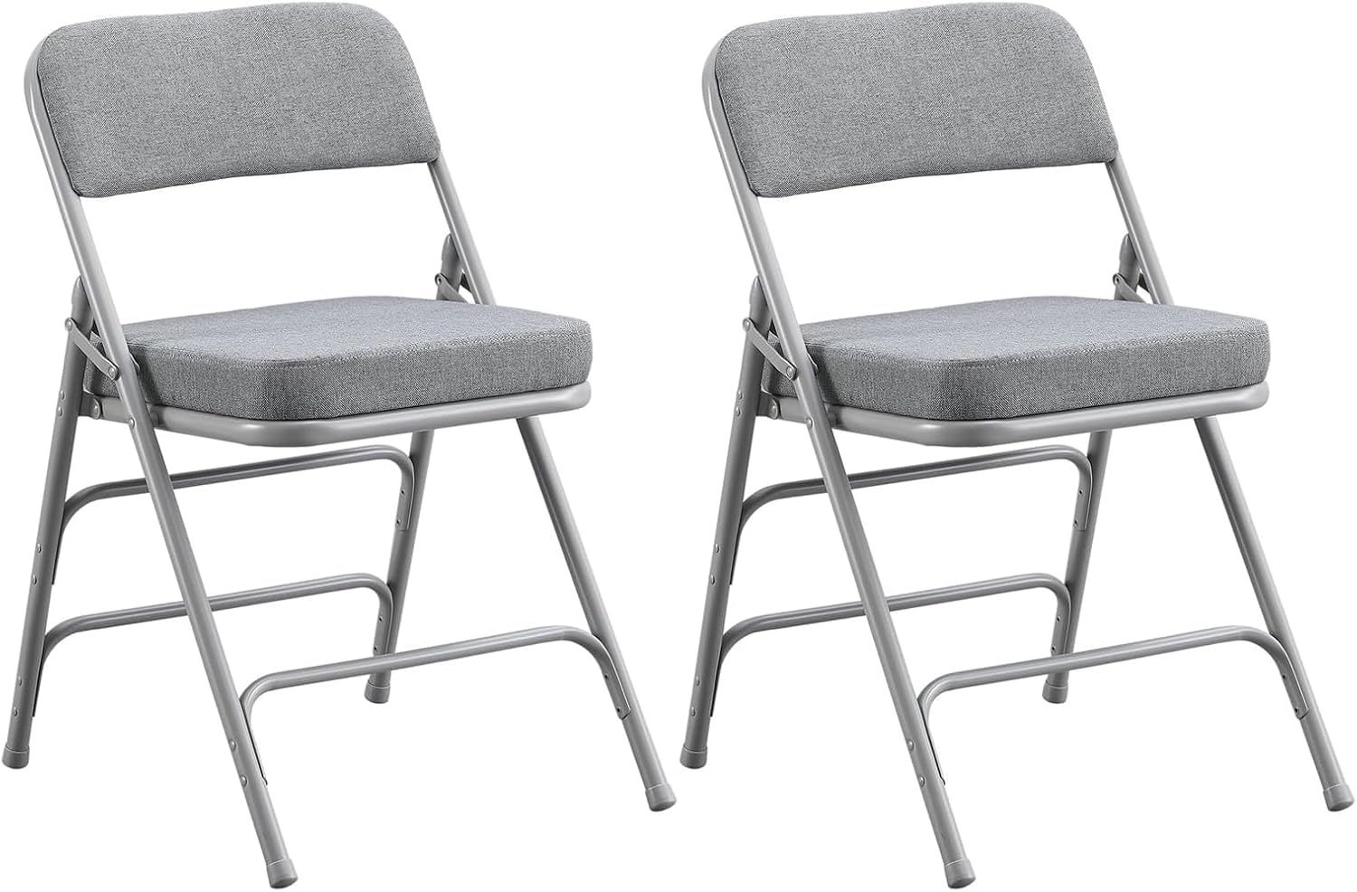 BOOSDEN Padded Folding Chair 2 Pack, Heavy Duty Fold Up Chair with Thick Cushion, Upholstered Fabric Seat, Comfy Foldable Chair, Metal Folding Dining Chair for Indoor Outdoor, Office, Home, Party,Grey