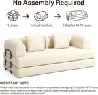 Ahomly 78.8'' Convertible Sofa Bed,5-in-1 Boneless Couch with Removable Armrests,Folding Futon Sofa Bed Includes 2 Pillows,Comfy Pull Out Couch for Living Room,No Assembly Required,Cream
