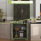 kepptory 55" Tall Kitchen Pantry, Farmhouse Storage Cabinet with Doors, Shelves and Drawer, Rustic Wood Cupboard for Kitchen, Dining Room
