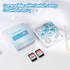 GeekShare Switch Game Card Case Compatible with Switch 2 (2025), Portable Game Holder Cartridge Case for NS 2, Card Storage Shell with 12 Game Card Slots - Shark Party