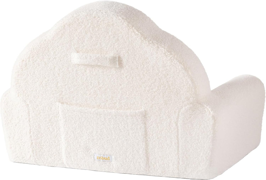 ROBUD Toddler Chair, Comfy Kids Sofa with Teddy Fleece, High Resilience Sponge, and Hidden Storage Pocket, Toddler Couch with Princess Style Design, Kids Couch for Boys and Girls, White