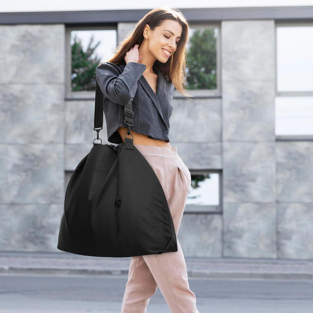 Travel Seat Cushion Carrying Bag Portable Memory Foam Cushion Storage Bag Chair Pad Organizer Drawstring Closure Bag with Adjustable Strap for Stadium Camping Beach Trip