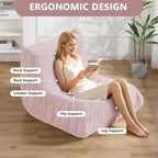 Bean Bag Chair for Adults, Giant Bean Bag Sofa Oversized Beanbag Chairs, Fireside Bean Bag Couch with High Density Sponge Filled Large Bean Bags Chair for Apartment Living Room Bedroom, Dusty Pink