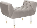 Safavieh Home Collection Eugenie Pale Taupe and Gold Tufted Velvet Acrylic Bench