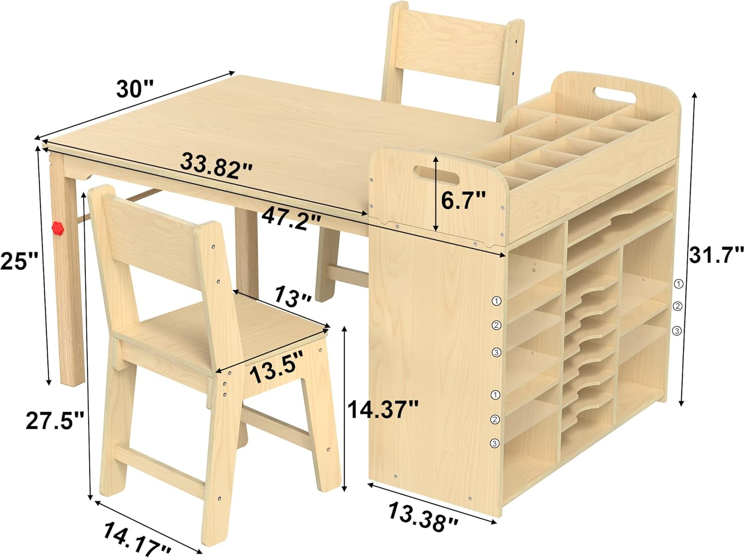 GDLF Kids Art Table and Chairs Set, Craft Desk with Large Storage and Portable Art Supply Organizer for Children Ages 8-12, 47" L x 30" W
