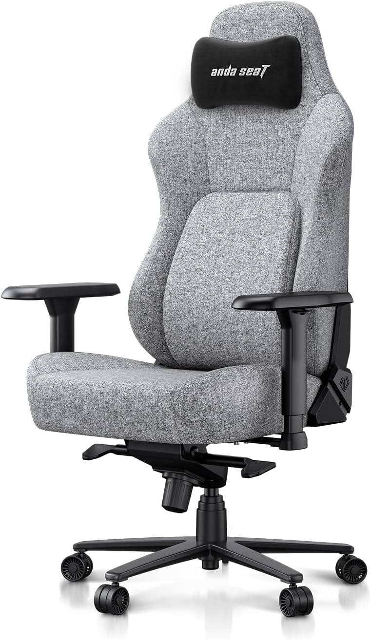 Anda Seat Phantom 4 Pro Gray Fabric Gaming Chairs for Adults - Large Wide Seat Gamer Chair with Dynamic Lumbar Support, Comfortable Ergonomic Video Game Seats with Magnetic Headrest - 3D Armrests