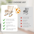 Rocking Chair Nursery with Airbag, Nursery Rocking Reading Chair Indoor, Cozy Upholstered Glider Rocker Chairs for Living Room Bedroom Offices, Sillas Mecedoras(Chenille, Beige)