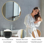 NEWBULIG Round Wall Mirror, 36 Inch Bathroom Mirrors for Over Sink, Wall Vanity Circle Mirror with Matte Metal Framed, Decor for Bathroom, Entryway, Bedroom, Gold