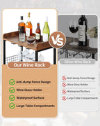 KATHY&BOB Morden Wood Wine Rack Freestanding Floor, 5-Tier Wine Storage Shelf with Wobble-Free Countertop, 20-Bottle Stackable Wine Glass Holder Rack for Home Bar Kitchen Dining Room (Wine Rack)