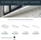 Kichler 4U Series 22" 120V LED Under Cabinet Light in White, 3000K, (22" L x 4.5" W x 1"H), 4U30K22WHT