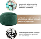 Bean Bag Chairs for Kids - Memory Foam Furniture BeanBag Chair - Kids/Teens Sofa with Soft Micro Fiber Cover - Round Fluffy Couch for Living Room Bedroom College Dorm - 2.5 ft, Green
