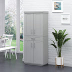 Modern Kitchen Pantry Freestanding Cabinet Cupboard with Doors and Drawer, Adjustable Shelving, Grey,15.75 * 30 * 72