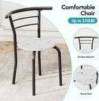 Flamaker Dining Table for 2, 3 Piece Round Table & Chair Set, Small Kitchen Table for Breakfast Nook, Wood Grain Tabletop & Built-in Storage Rack, Space Saving for Kitchen, Dining Room (White & Black)