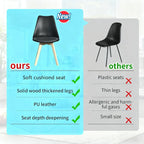 Dining Chairs Set of 8, Mid-Century Kitchen & Dining Room Chairs with Wood Legs and Cushion, Leather Dining Chairs Set for Living Room, Kitchen, Black 8 Pack