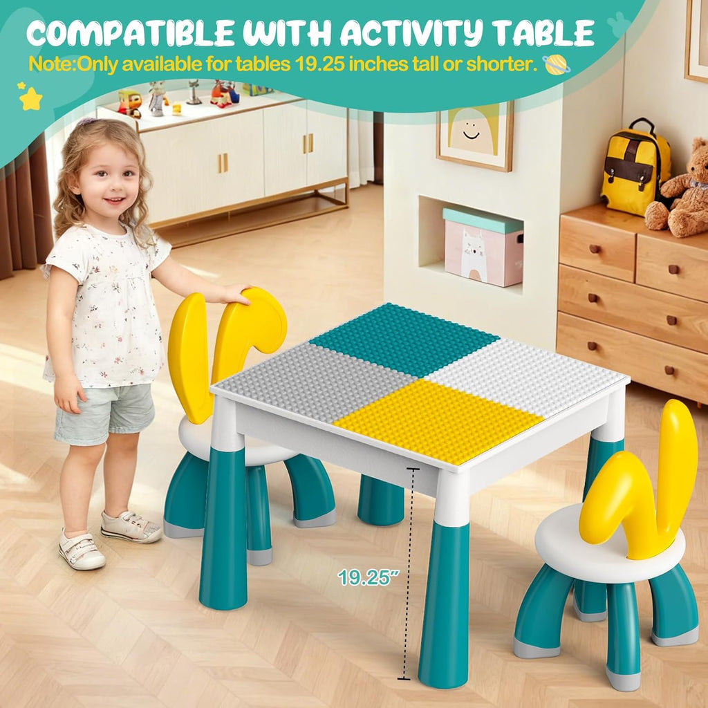 OCATO 2 Pcs Plastic Toddler Chairs: Kids Chairs for Table Toddler Stool Indoor Outdoor Camping Nursery Playroom Toddlers Kids Beach Chair Activity Rabbit Chair 3 4 5 6 Year Old Boy Girl Birthday Gift