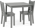 Humble Crew Kids Table and Chair Set, Toddler Activity Table with 2 Chairs for Play, Crafts, Snacks & Learning, Wooden Kids Furniture for Playroom & Bedroom, Grey