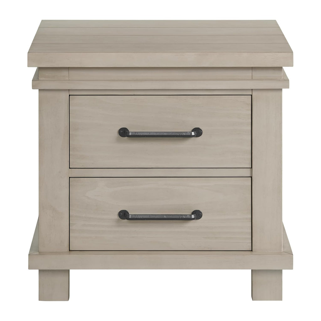 Soho Baby Hampton Premium Soft Closing 2-Drawer Nightstand, Smooth Stone Wash