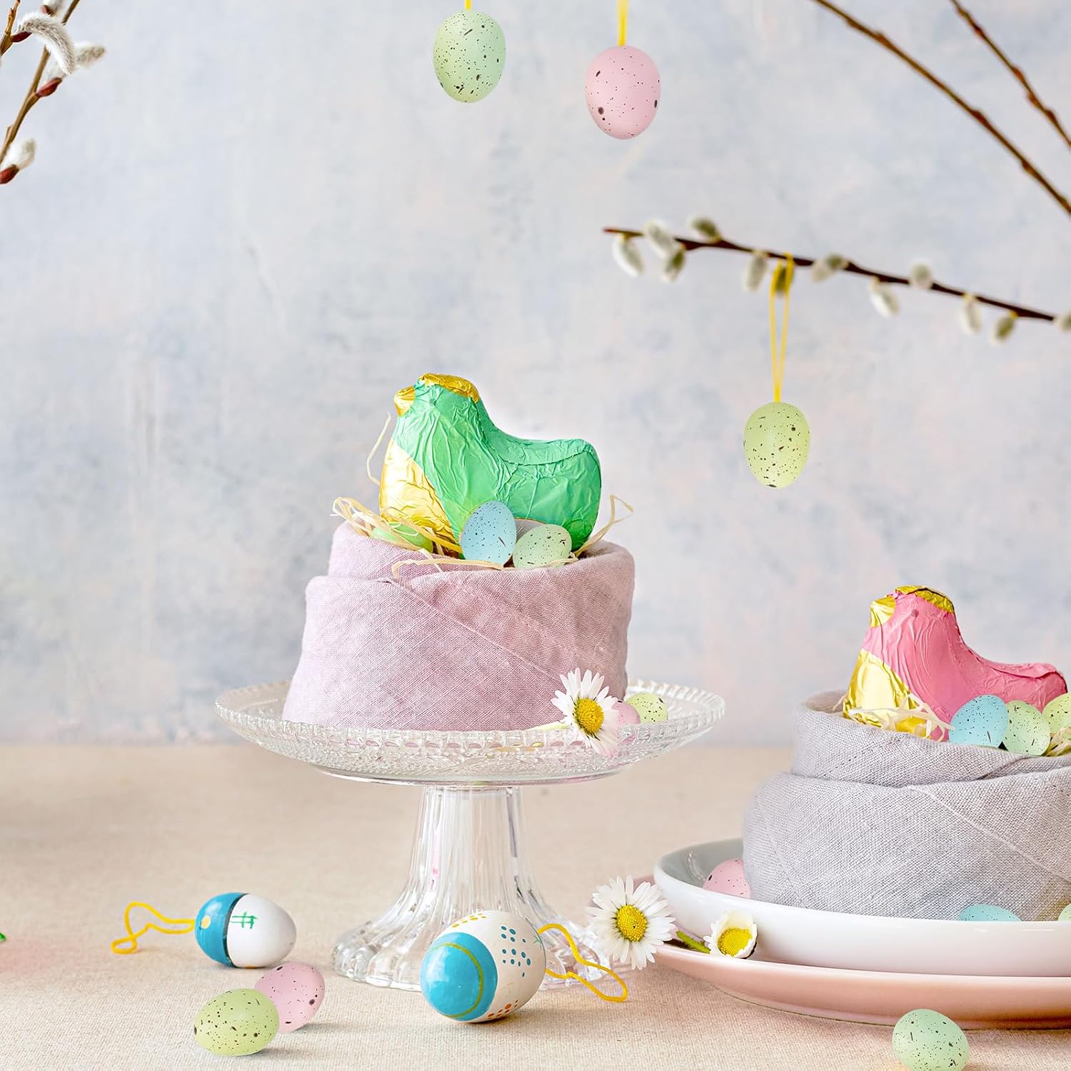 Winlyn 140 Pcs 5 Colors Mini Artificial Easter Eggs Decorative Speckled Eggs Pastel Pink Green Blue Foam Eggs 1" for Spring Easter Basket Nest Decor Bowl Fillers Seasonal Wreath DIY Craft Projects