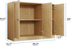 Furnify Buffet Cabinet with 3 Door, Kitchen Storage Cabinet with Adjustable Shelf, Coffee Bar Accent Cabinets for Living Room, Entryway, Natural Oak
