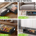 APSARAS USA Under Bed Storage with Wheels, Underbed Storage with Wheels and Clear Window, Rolling Drawers & Bins for Shoes Clothes in Dorm Bedroom, Easy Pull-out Black 2-Pack- Space-Saving