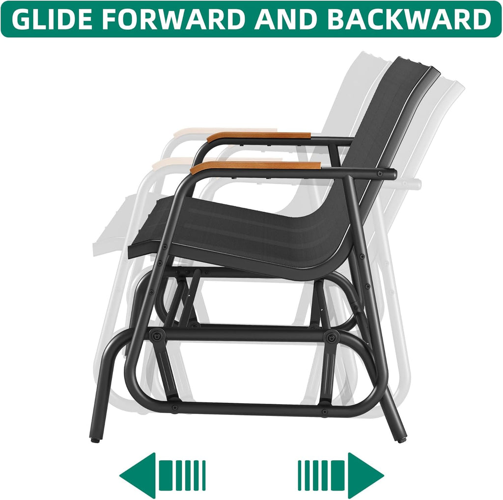 YITAHOME 3-Person Glider Bench 660Lbs Capacity, Outdoor Glider Bench w/Coated Steel Frame & Breathable Textilene for Longer Seating Comfort, All Weather Outdoor Bench for Backyard Deck Garden, Black