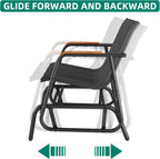 YITAHOME 3-Person Glider Bench 660Lbs Capacity, Outdoor Glider Bench w/Coated Steel Frame & Breathable Textilene for Longer Seating Comfort, All Weather Outdoor Bench for Backyard Deck Garden, Black