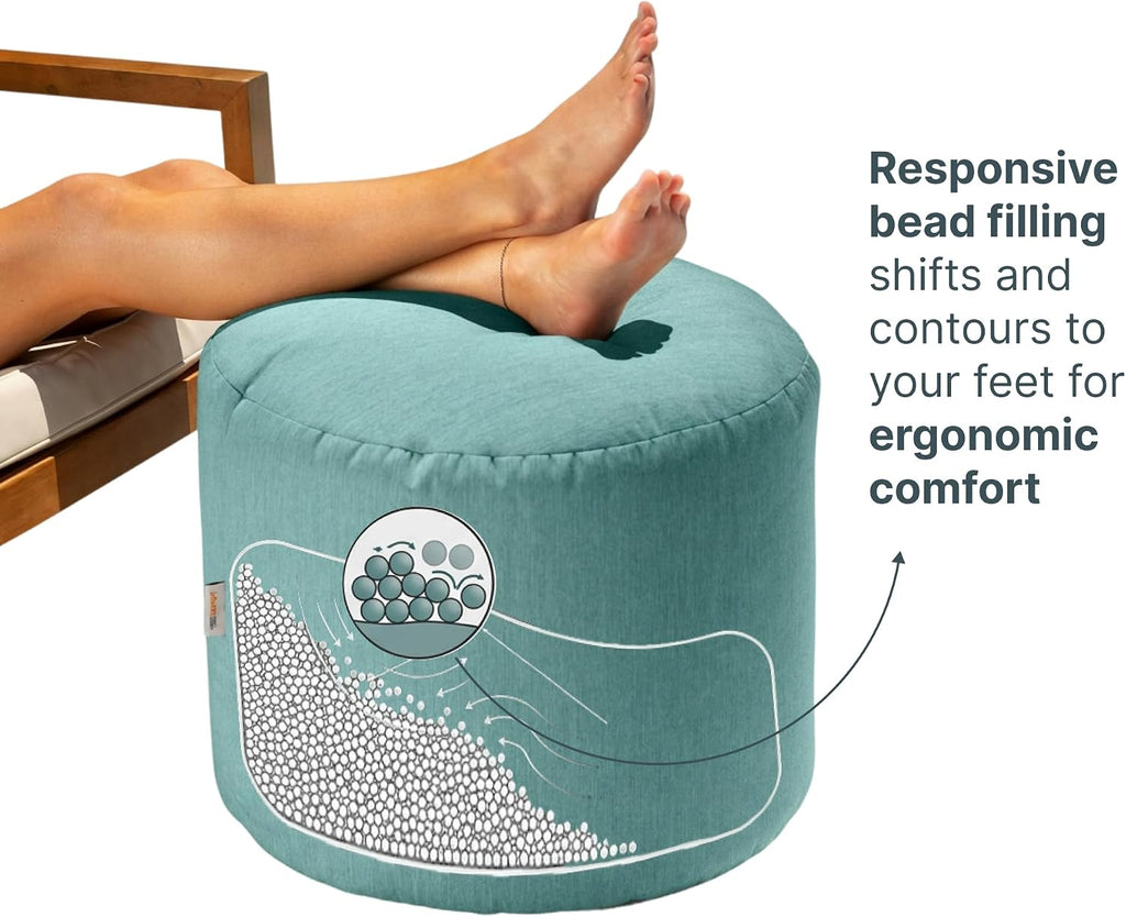 Jaxx Spring Indoor/Outdoor Bean Bag Pouf Ottoman, Navy