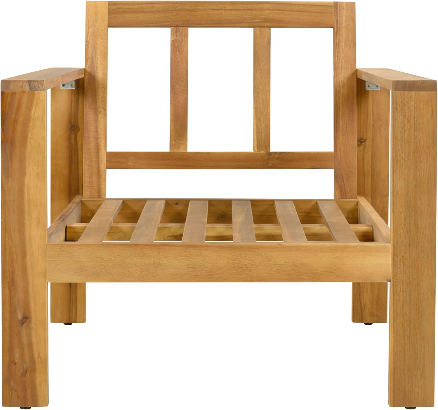 Merax 2 Piece Outdoor Patio Single Acacia Wood Chair with Water-Repellent Cushion, Transitional Lounge Armchair for Garden, Deck & Poolside