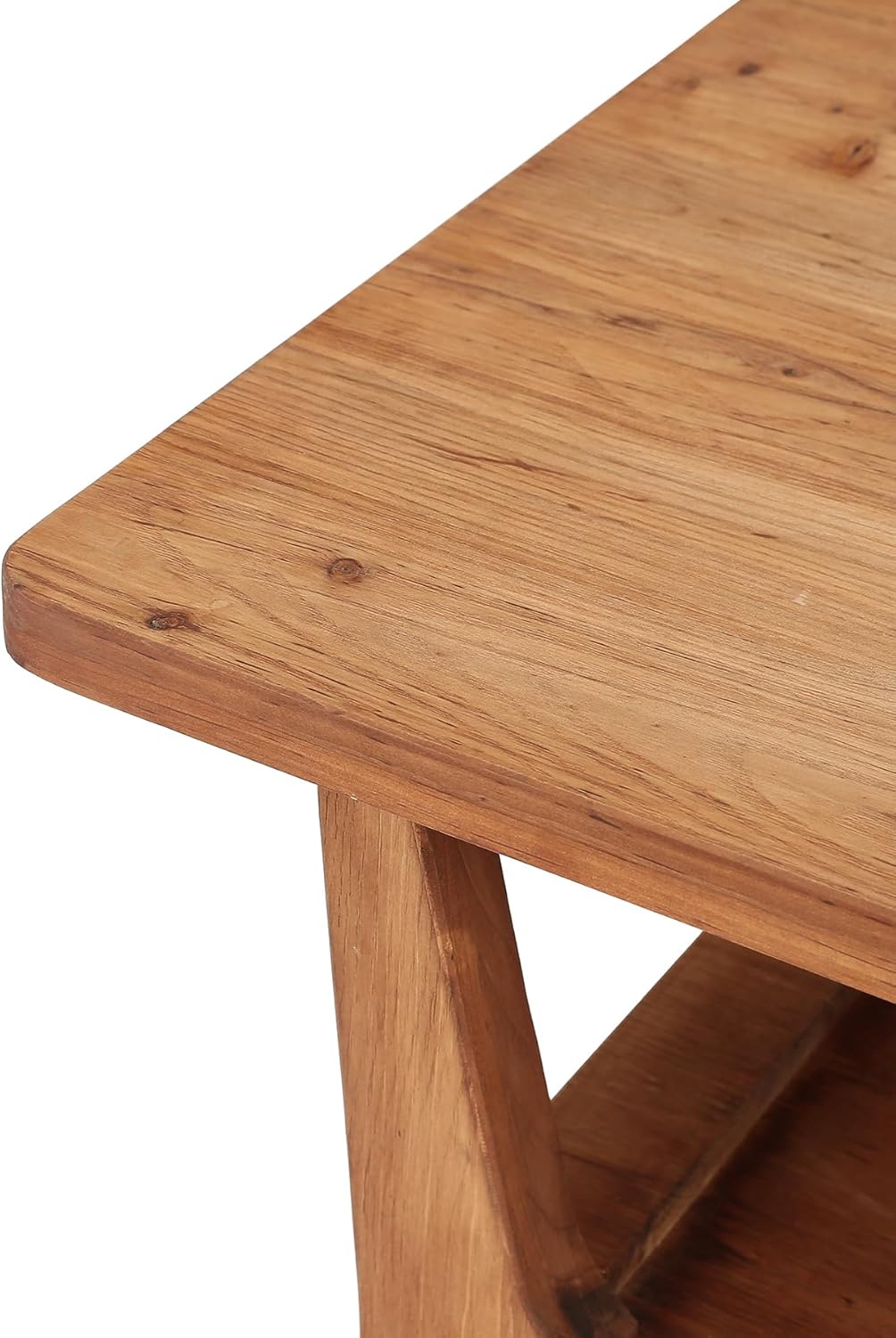 LITTLE TREE Solid Wood Coffee Table, 47-Inch Living Room Center Table with Shelf, 2-Tier, Smooth Corners, Lightweight, Easy Assembly, 23.6" D x 47.2" W, Warm Cedar Brown Finish