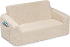 Delta Children Cozee Flip-Out Sherpa 2-in-1 Convertible Sofa to Lounger for Kids, Cream (Pack of 3)