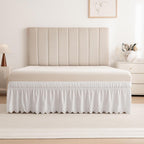 Eyelet Bed Skirt, Ruffled Design, 15 Inch Drop, Embroidered Scalloped Edge, Soft and Stylish, Easy On/Off Dust Ruffle (White,Full 54"x75")