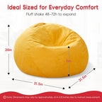 2.5FT Bean Bag Chair for Teens & Youth, Beanbag Chair with High-Density Foam Filling, Soft Chenille Boneless Reading Chair, Cozy Bean Bag for Bedroom, Reading & Dorm(Yellow, 31.5" W x 31.5" D x 20" H)