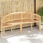 78.7 Inch Large Banana Shaped Garden Bench, Solid Teak Wood Outdoor Patio Seating for 3 People, Ergonomic Living Room Bench, Weather Resistant Indoor Furniture
