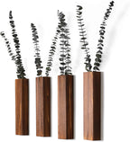 Wooden Wall Planter Set of 4 - Modern Home Decor for Living Room, Bedroom, Bathroom - Walnut Finish Planter for Dried Flowers, Faux Greenery, Indoor Plants