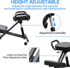 Ergonomic Kneeling Chair Without Backrest, Ergonomic Kneeling Tool with Brake and Smooth Gliding Casters, Adjustable Stool for Home and Office, Extra Comfort Cushion, Angled Design