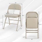 GOFLAME 6 Pack Folding Chairs, Fabric Dining Chair Set with Padded Seat & Metal Frame, Indoor Outdoor Upholstered Commercial Seat for Home Office Events Wedding Party, Beige